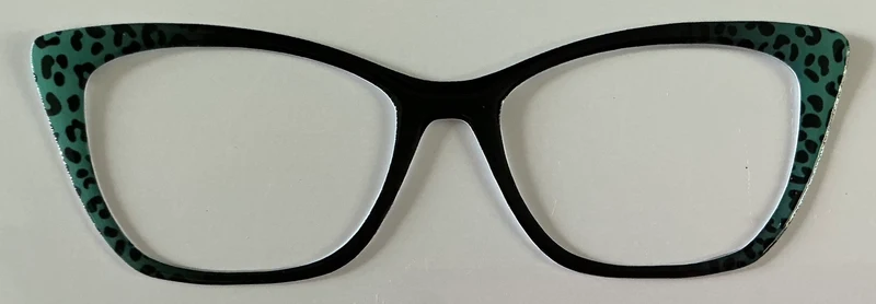 Wanda Topper; black with teal animal print in corners