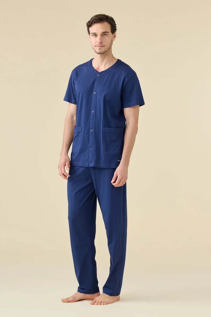 Pigiama Uomo in Jersey di Cotone Linea Navy Dot - Noidinotte