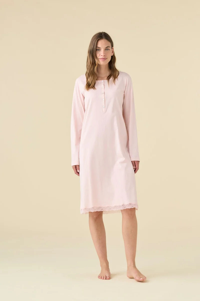 Camicia da Notte Donna Essential in Cotone con Pizzo
