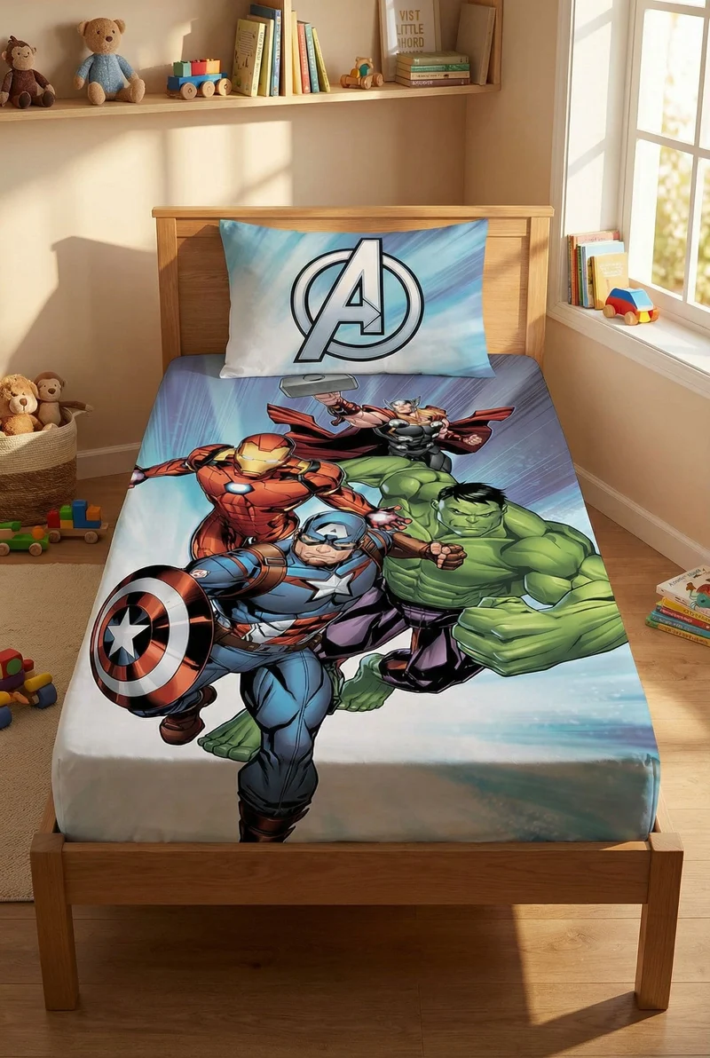 Carillo Parure Lenzuolo Piazzato 100% cotone 180x290 Avengers – 1 Piazza e Mezza con 1 Federa