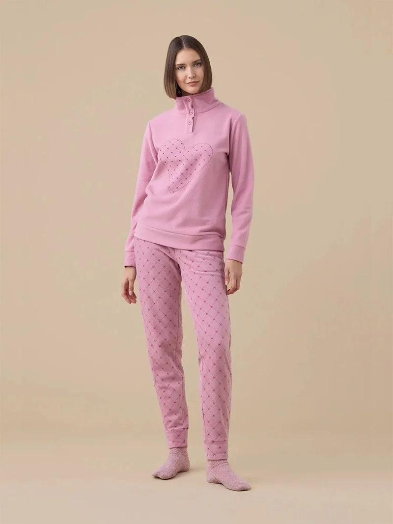 Pigiama Donna Invernale in Micropile Articolo Cuore - Noidinotte
