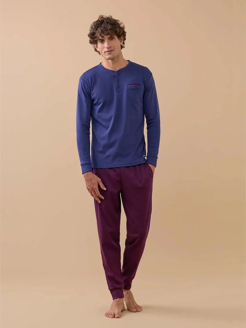 Pigiama Uomo Caldo Cotone Articolo Task Taglie Plus - Noidinotte