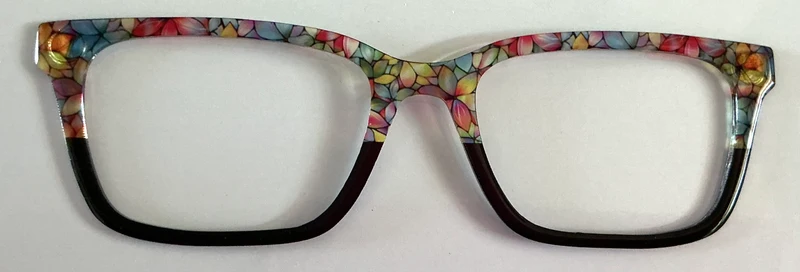 Larkin Topper; stained glass flowers/black split