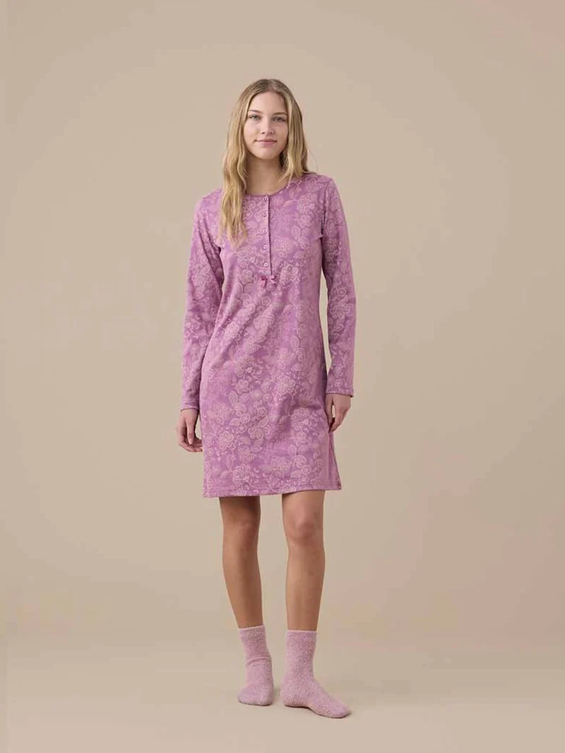 Camicia da Notte Donna Caldo Cotone Articolo Flory - Noidinotte