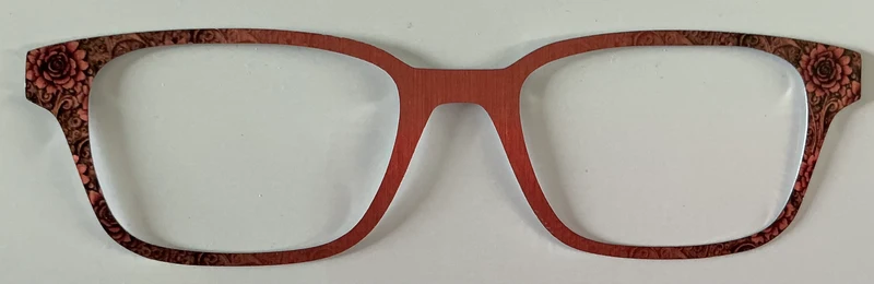 Finley Topper; metal; red flowers vertical fade