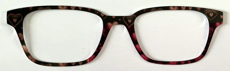 Finley Topper; metal; red hearts on black