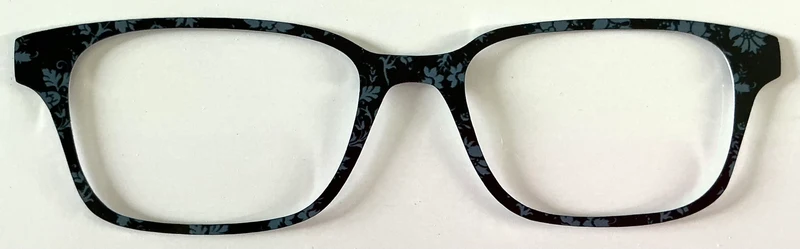 Finley Topper; metal; blue leaves on black