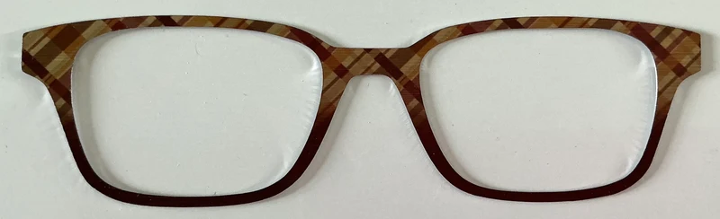 Finley Topper; metal; deep red and gold plaid fade