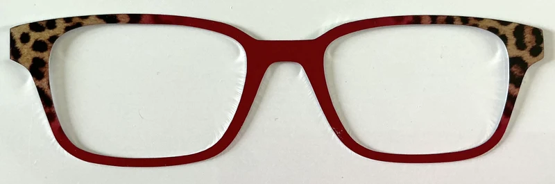 Finley Topper; metal; deep red with cheetah print corners
