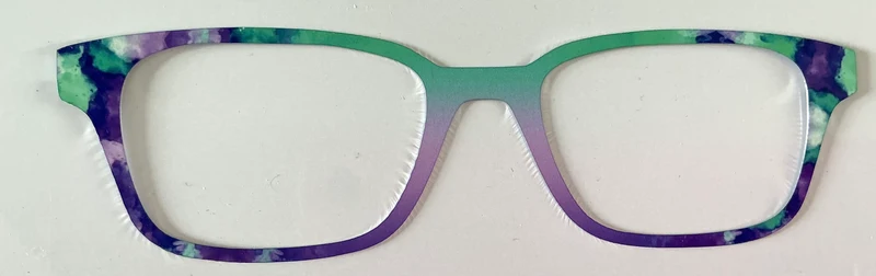 Finley Topper; metal; green to purple gradient with alcohol ink pattern