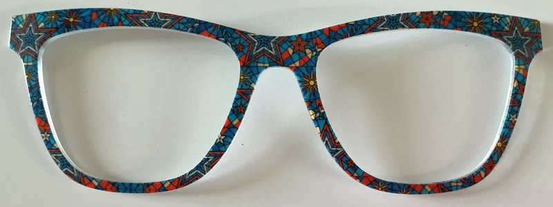 PAIR Harper Topper; red and blue stained glass stars
