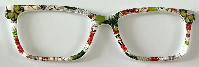 Larkin Topper; butterflies and flowers on newspaper