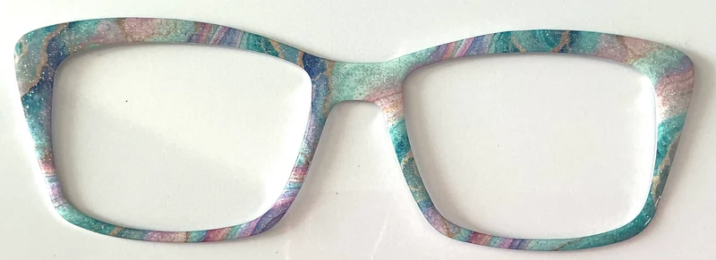 Kirby Topper; Lea’s metal; hybrid; RESINED by Allison, pastel brushstrokes with glitter