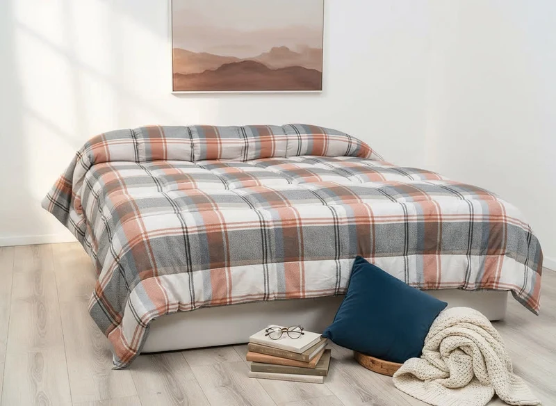 Trapuntino Dublino Arancio Daunex – Microfibra Stampa Scozzese Tartan