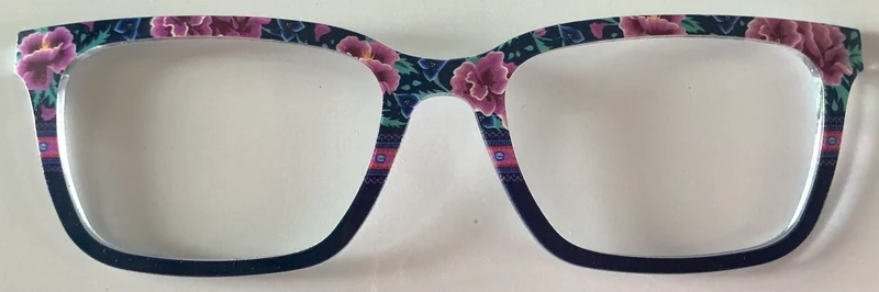 PAIR Larkin Topper; purple flowers and leaves/navy blue split