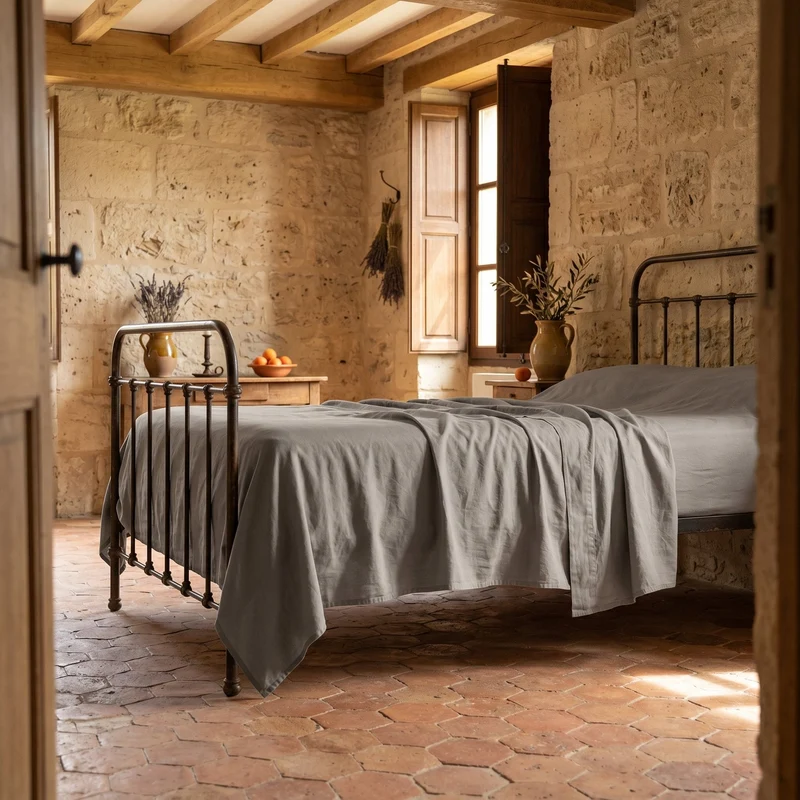 Lenzuolo Sopra In Puro Cotone Naturale Tinta Unita Essenza - Daltex