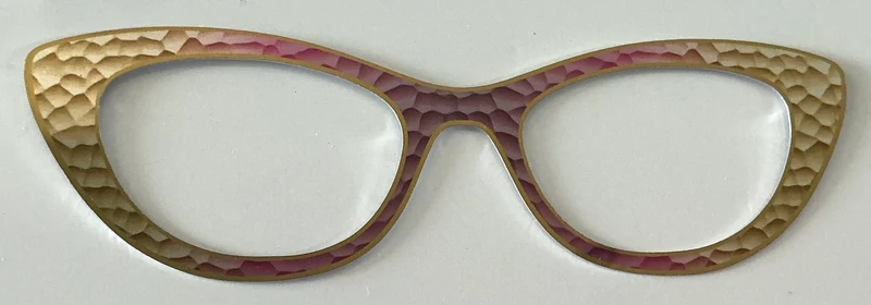 Ella Topper; metal; Tasha’s Top Frames; pink/gold scales with vertical fade