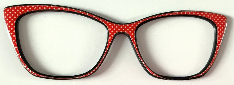 Wanda Topper; red and white pin dot with black outline