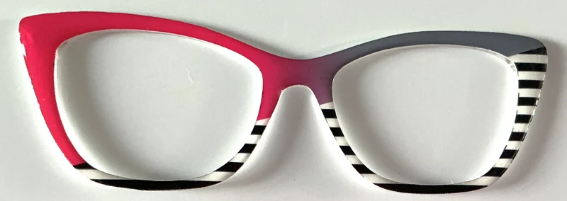 Wanda Topper; pink gradient/black and white stripe split