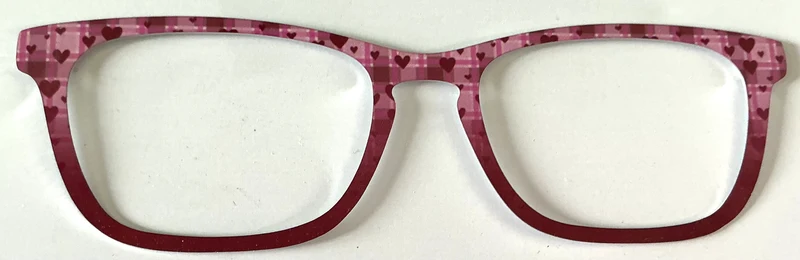 Casper Topper; metal; plaid hearts to burgundy fade