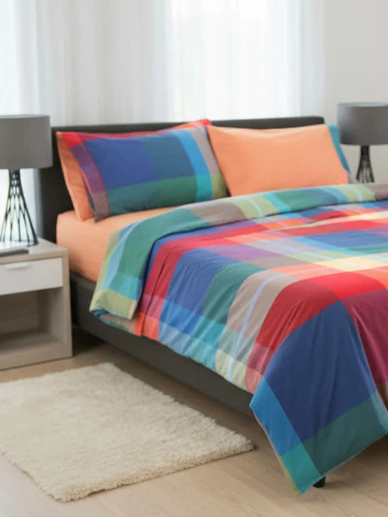 Completo Letto In Percalle Di Puro Cotone 200TC Tinto In Filo Norwich - Daunex