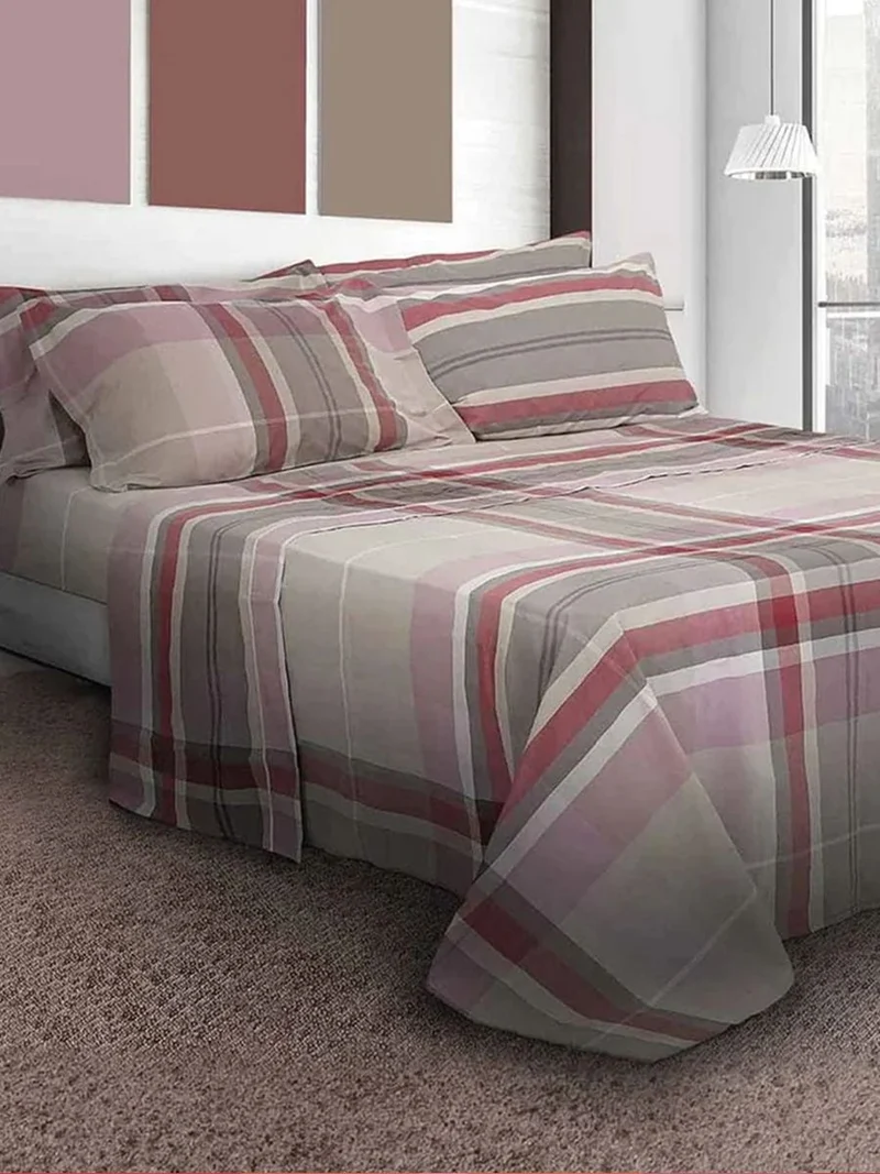 Completo Letto In Percalle Di Puro Cotone 200TC Tinto In filo Melrose - Daunex