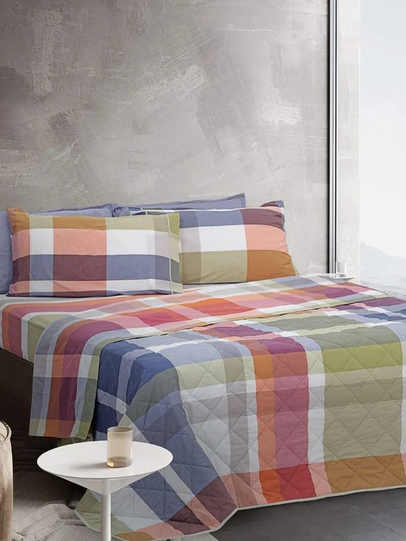 Completo Letto In Percalle Di Cotone 200TC Tinto In Filo Manchester - Daunex