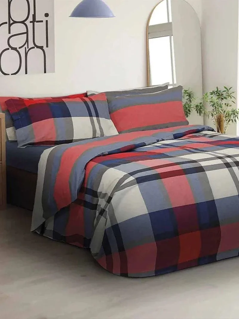Completo Letto In Percalle Di Puro Cotone 200TC Tinto In Filo Bradford - Daunex