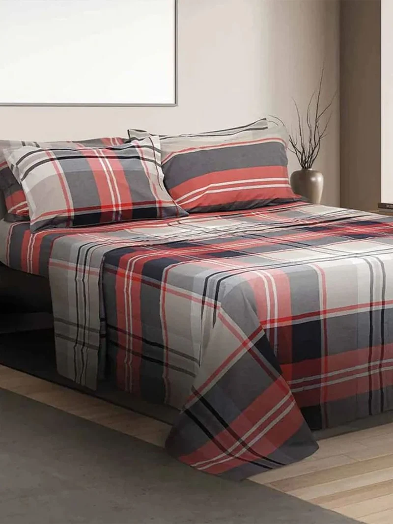 Completo Letto In Percalle Di Puro Cotone 200TC Tinto In Filo Oxford - Daunex