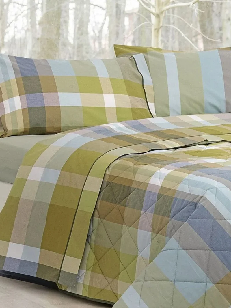 Completo Letto In Percalle Di Puro Cotone 200TC Tinto In Filo Derby - Daunex