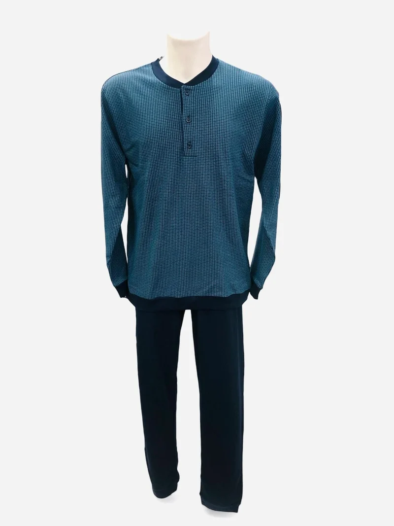 Pigiama Uomo Interlock Serafino Alpina Disegno Cravatta Azzurro - Boglietti
