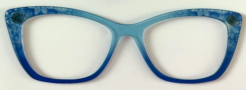 Wanda Topper; semi-translucent blue with leaves in corners
