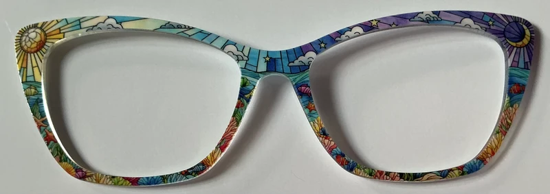 PAIR Wanda Topper; stained glass cityscape