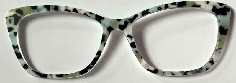 PAIR Wanda Topper; pale green, blue, black tortoise