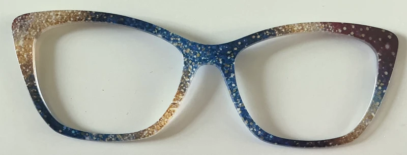 Wanda Topper; blue and gold shimmer color block