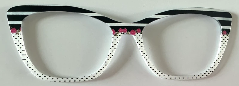 Wanda Topper; black and white stripes and dots with cherries