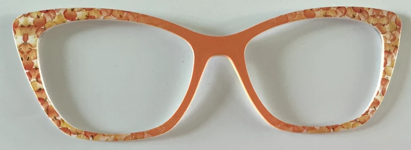 Wanda Topper; orange/pumpkins vertical split