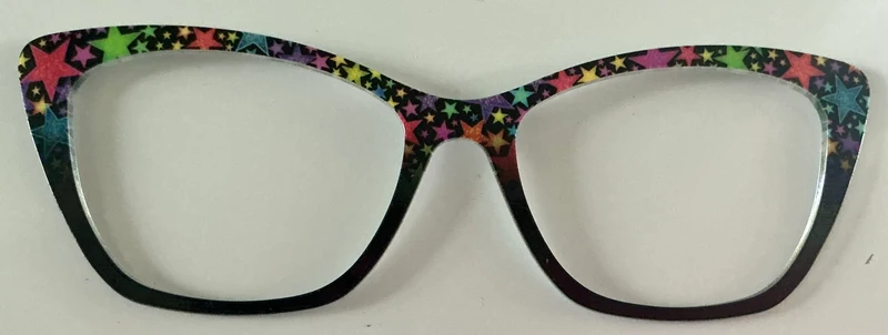 PAIR Wanda Topper; rainbow stars on black split
