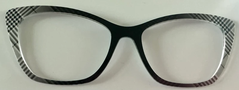 PAIR Wanda Topper; black and whitish gray plaid to vertical fade