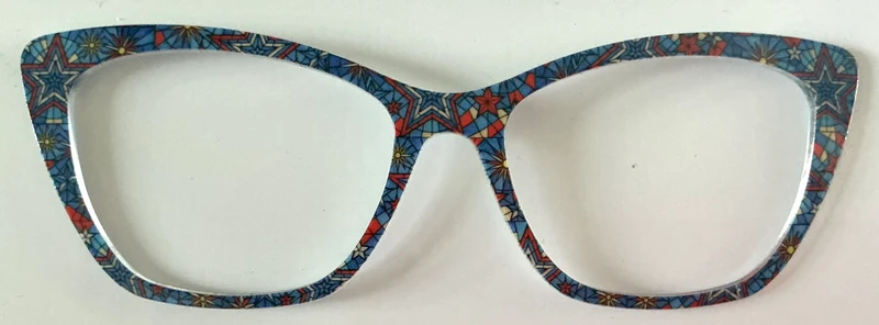PAIR Wanda Topper; red, white, and blue stained glass stars