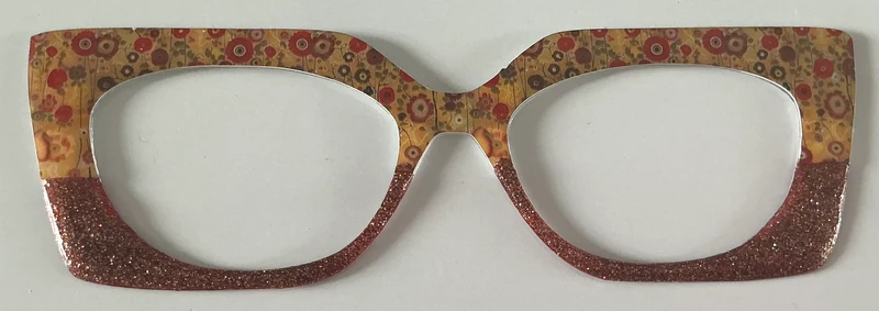 Ella Topper; hybrid; golden floral/copper glitter split