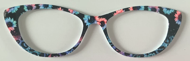 Ella Topper; Metal; blue and pink flowers on black
