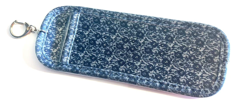 Navy Floral Storage Case key chain