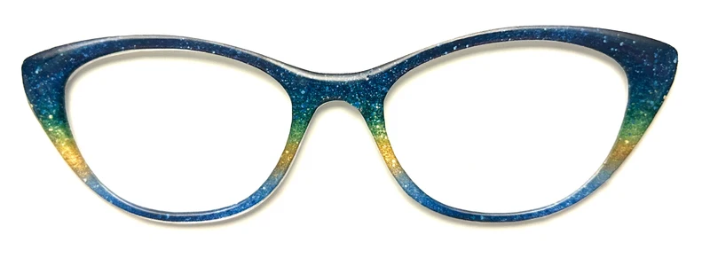 NEW Ella Topper; Framefetti; blue and gold gradient shimmer