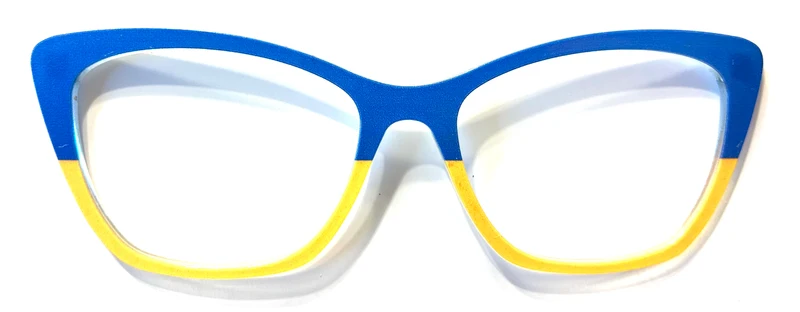 PAIR Wanda Topper; blue and yellow split