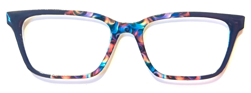 Larkin Topper; smoke swirls/navy blue vertical split