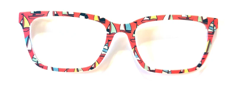 PAIR Larkin Topper; sailboats on red