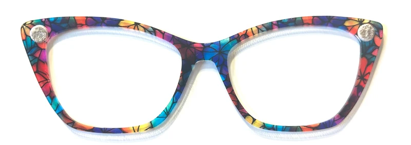 Wanda Topper; multicolored flowers; semi-translucent