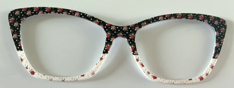 Wanda Topper; red flowers on black/white split