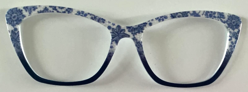PAIR Wanda Topper; blue flowers to navy fade